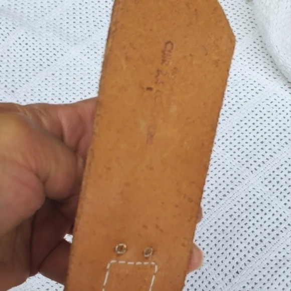 French Connection Vintage Nailhead Wide Leather Belt M/‎ L - Picture 8 of 14